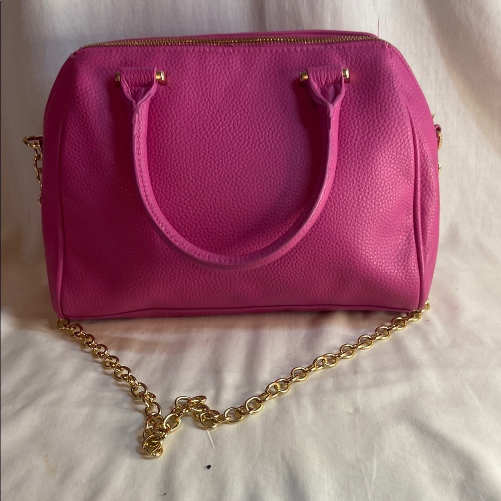 Cato Pink and Gold Satchel with Chain Strap